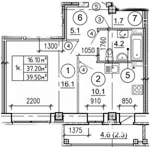 1-к квартира, вторичка, 40м2, 2/8 этаж