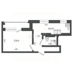 1-к квартира, вторичка, 40м2, 1/12 этаж