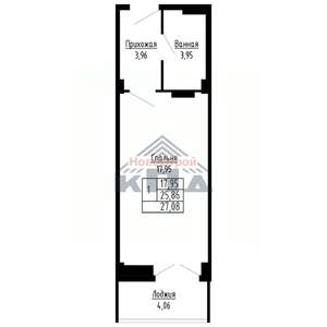 1-к квартира, строящийся дом, 27м2, 13/16 этаж