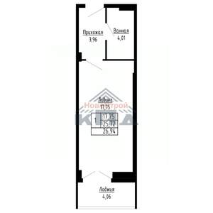 1-к квартира, вторичка, 27м2, 9/16 этаж