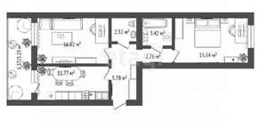 2-к квартира, строящийся дом, 63м2, 4/16 этаж