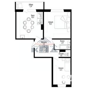 2-к квартира, строящийся дом, 68м2, 7/8 этаж