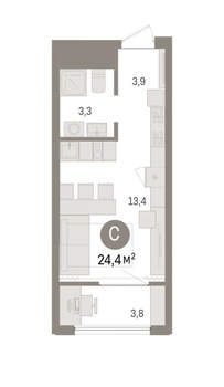 Студия квартира, сданный дом, 24м2, 11/17 этаж