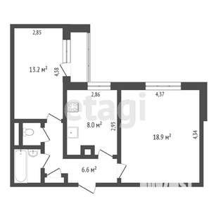 2-к квартира, вторичка, 52м2, 10/12 этаж