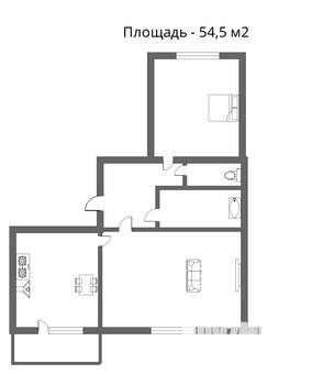 2-к квартира, вторичка, 55м2, 1/5 этаж