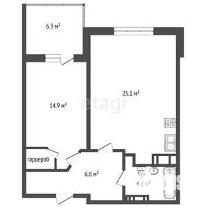 1-к квартира, вторичка, 53м2, 8/16 этаж