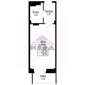 1-к квартира, строящийся дом, 30м2, 6/16 этаж