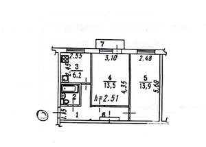2-к квартира, вторичка, 45м2, 2/5 этаж
