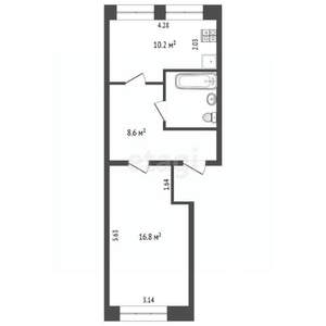 1-к квартира, вторичка, 40м2, 2/5 этаж
