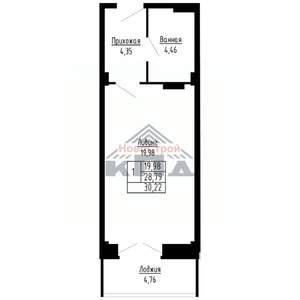 1-к квартира, строящийся дом, 30м2, 10/16 этаж
