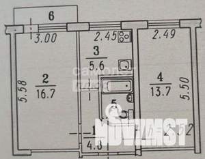 2-к квартира, вторичка, 44м2, 2/5 этаж