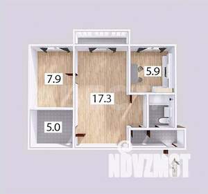 2-к квартира, вторичка, 43м2, 4/5 этаж