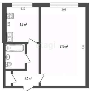 1-к квартира, вторичка, 30м2, 2/9 этаж
