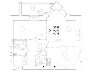 2-к квартира, вторичка, 69м2, 8/8 этаж