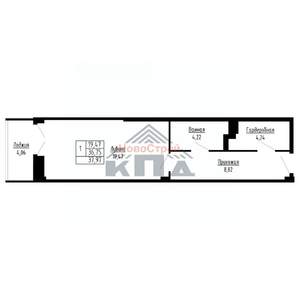 1-к квартира, строящийся дом, 38м2, 2/16 этаж