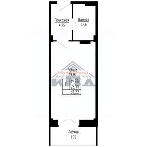 1-к квартира, строящийся дом, 30м2, 5/16 этаж