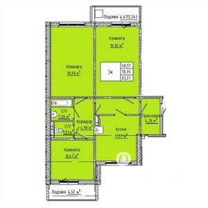 3-к квартира, вторичка, 83м2, 5/10 этаж