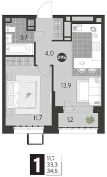 1-к квартира, строящийся дом, 35м2, 5/21 этаж