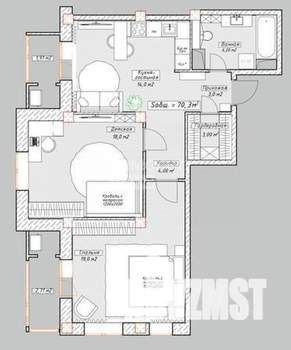 2-к квартира, вторичка, 72м2, 11/18 этаж