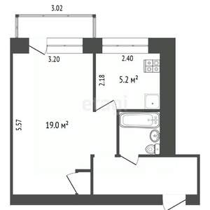 1-к квартира, вторичка, 33м2, 5/5 этаж