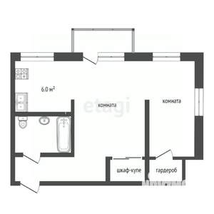 2-к квартира, вторичка, 40м2, 5/5 этаж