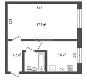 1-к квартира, вторичка, 31м2, 5/5 этаж