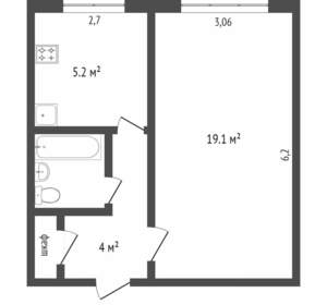 1-к квартира, вторичка, 30м2, 7/9 этаж