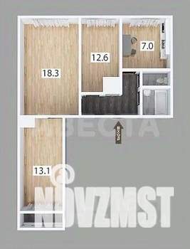 3-к квартира, вторичка, 61м2, 1/9 этаж