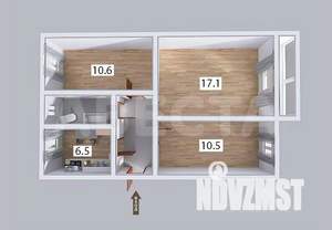 3-к квартира, вторичка, 53м2, 2/2 этаж