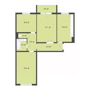 3-к квартира, строящийся дом, 77м2, 7/10 этаж