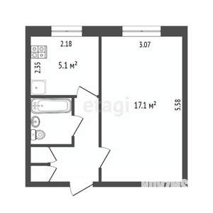 1-к квартира, вторичка, 30м2, 5/9 этаж