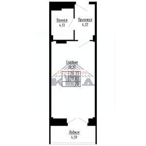 1-к квартира, строящийся дом, 30м2, 11/16 этаж