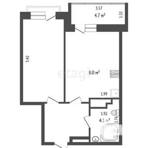 1-к квартира, вторичка, 46м2, 14/14 этаж