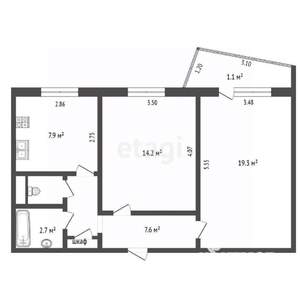 2-к квартира, вторичка, 54м2, 5/10 этаж