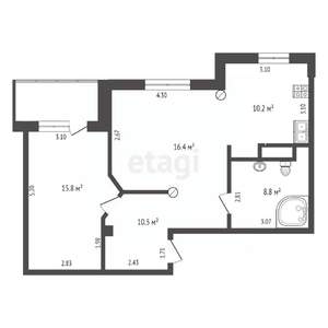2-к квартира, вторичка, 62м2, 11/11 этаж