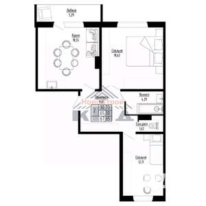 2-к квартира, строящийся дом, 68м2, 1/8 этаж