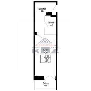 1-к квартира, вторичка, 34м2, 15/16 этаж