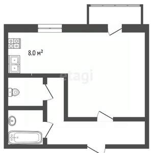 1-к квартира, вторичка, 33м2, 6/10 этаж