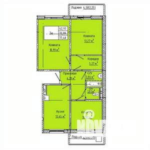 3-к квартира, строящийся дом, 77м2, 4/10 этаж