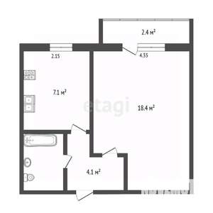 1-к квартира, вторичка, 33м2, 4/5 этаж