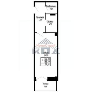 1-к квартира, вторичка, 35м2, 16/16 этаж
