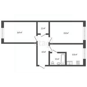 2-к квартира, вторичка, 47м2, 1/5 этаж