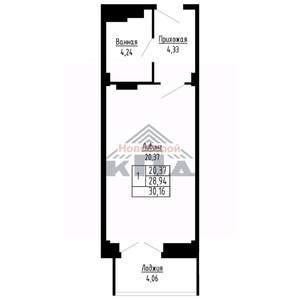 1-к квартира, строящийся дом, 30м2, 11/16 этаж