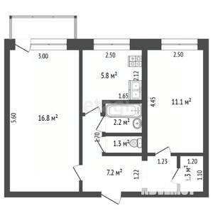 2-к квартира, вторичка, 44м2, 2/5 этаж