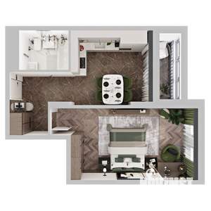 1-к квартира, строящийся дом, 44м2, 3/12 этаж