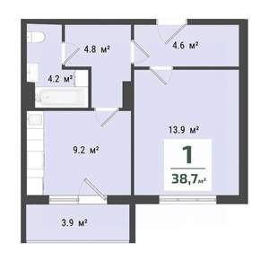 1-к квартира, строящийся дом, 37м2, 3/10 этаж