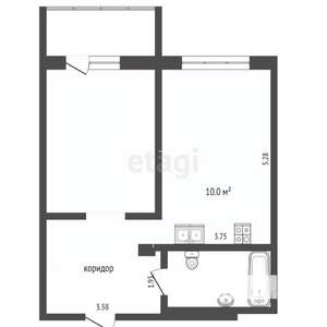 1-к квартира, вторичка, 45м2, 2/9 этаж