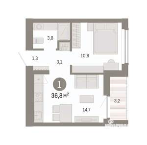 1-к квартира, вторичка, 37м2, 5/16 этаж