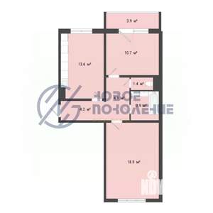 2-к квартира, вторичка, 57м2, 3/10 этаж