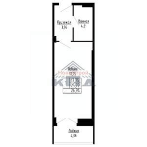 1-к квартира, строящийся дом, 27м2, 15/16 этаж